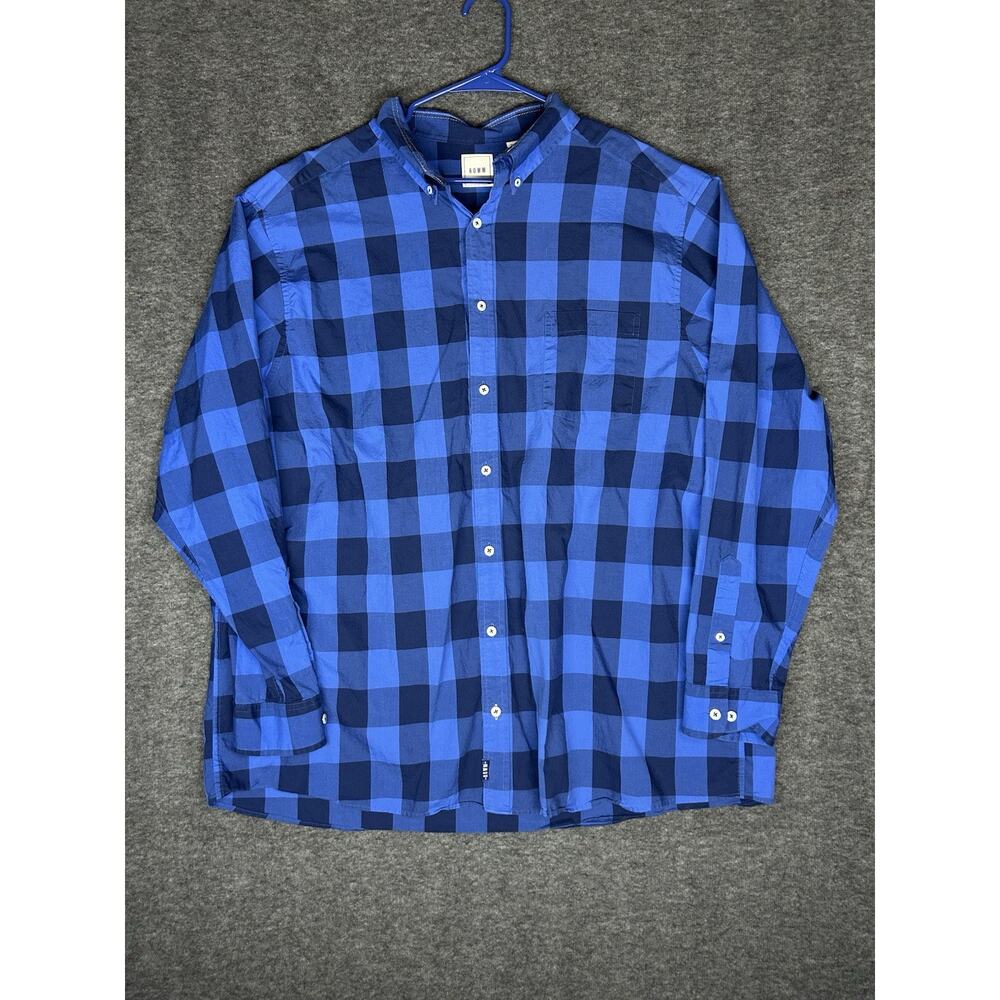 ROWM Blue Flannel Plaid Multicolor Short Sleeve Button Down Size 2XB Shirt‎